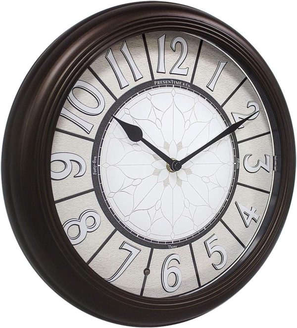 Presentime & Co. 12.6" Illuminated Farmhouse Wall Clock, Silent Battery Operated Night Light Wall Clock with Smart LED Sensor for Living Room, Bathroom, Kitchen, Home Office, Oil Rubbed Bronze Finish - Image 5