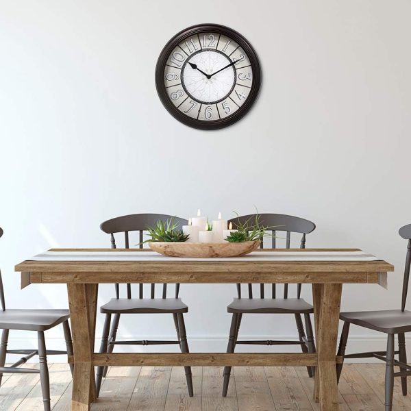 Presentime & Co. 12.6" Illuminated Farmhouse Wall Clock, Silent Battery Operated Night Light Wall Clock with Smart LED Sensor for Living Room, Bathroom, Kitchen, Home Office, Oil Rubbed Bronze Finish - Image 7