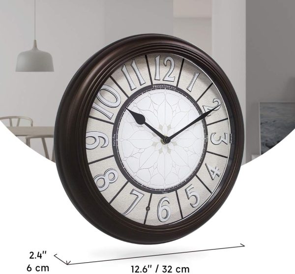 Presentime & Co. 12.6" Illuminated Farmhouse Wall Clock, Silent Battery Operated Night Light Wall Clock with Smart LED Sensor for Living Room, Bathroom, Kitchen, Home Office, Oil Rubbed Bronze Finish - Image 8